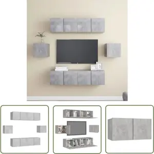 The Living Store Ensemble de 6 meubles TV gris béton en bois composite pas cher