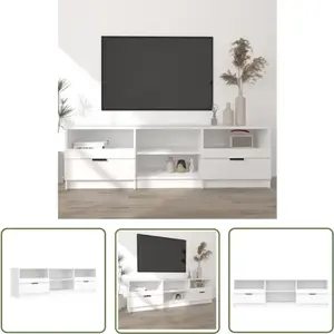 The Living Store Armoire TV Blanc 150x33,5x45 cm Bois composite pas cher
