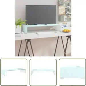 The Living Store Meuble TV/Support pour moniteur 70x30x13 cm verre vert - Support Tv - Meuble Tv - Stand Tv - Support Ecran - Bureau Informatique pas cher