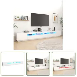 The Living Store Armoire TV avec lampes LED Blanc 300x35x40 cm pas cher