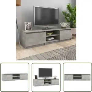The Living Store - Meuble tv Gris béton 140x40x35,5 cm Bois d'ingénierie - Meuble Tv Gris - Meuble Tv Moderne - Meuble Tv Industriel - Rangement Tv pas cher
