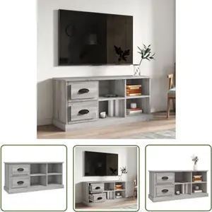 The Living Store Armoire TV Gris Sonoma 102x35,5x47,5 cm Matériau déri... pas cher
