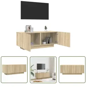 Meuble tv Chêne sonoma 100x35x40 cm Aggloméré The Living Store Brun pas cher