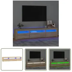 The Living Store Armoire TV avec lampes LED Chêne Sonoma 195x35x40 cm pas cher