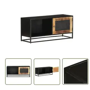 The Living Store Armoire TV 90x30x40 cm Bois de manguier brut pas cher