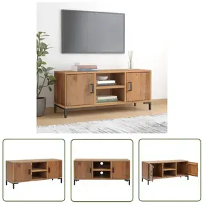 The Living Store Armoire TV Marron 110x35x48 cm Pin massif pas cher
