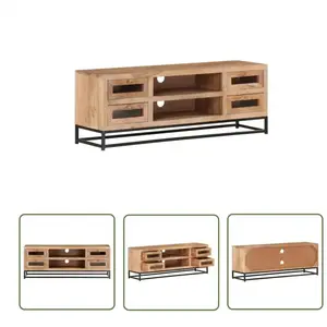 The Living Store - Meuble tv 110x30x40 cm Bois d'acacia massif - Meubles Tv - Meuble Tv - Meuble Industriel - Meuble En Bois - Acacia Massif pas cher