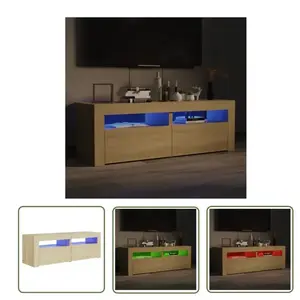 The Living Store Armoire TV avec lampes LED Chêne Sonoma 120x35x40 cm pas cher