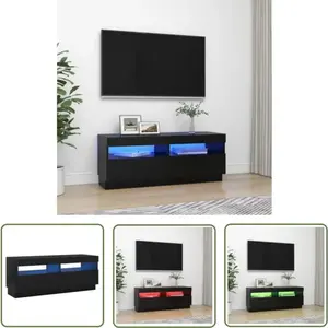 The Living Store Armoire TV avec lampes LED Noir 100x35x40 cm pas cher