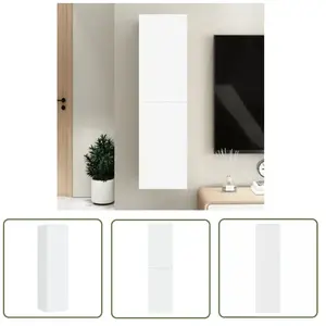 The Living Store - Meuble tv Blanc 30,5x30x110 cm Bois d'ingénierie - Meubles Tv - Meuble Tv Mural - Meuble Suspendue - Rangement Tv - Étagère Tv pas cher