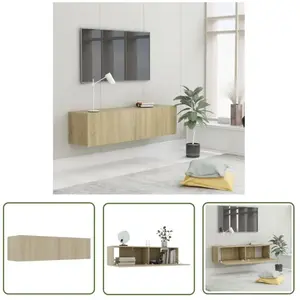 Meuble tv Chêne sonoma 120x30x30 cm Aggloméré - The Living Store - Bru... pas cher
