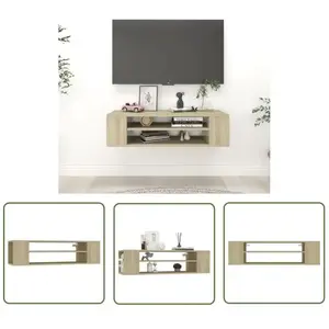 Meuble tv suspendu Chêne sonoma 100x30x26,5 cm Aggloméré The Living St... pas cher