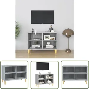 The Living Store Armoire TV avec pieds en bois massif Gris Sonoma 69,5... pas cher