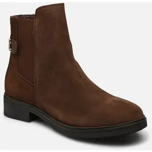 Tommy Hilfiger Bottines Femme TH Suede Flat Boot en Daim, Chocolate, 36 EU