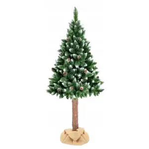 Viking Choice - Sapin de Noël artificiel 160 cm - avec neige et pommes de pin et tronc en bois pas cher