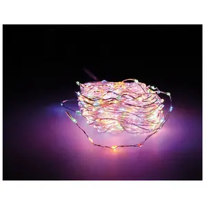 EDM Guirlande micro led clignotante multicolore extra dense 14m 567 leds cable argent pas cher