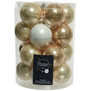 Kaemingk Boules de Noël en verre à suspendre 6 cm Perle, Blanc et Caramel. 20 sept.