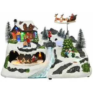 Kaemingk Village de noël avec traineau du père noël pas cher