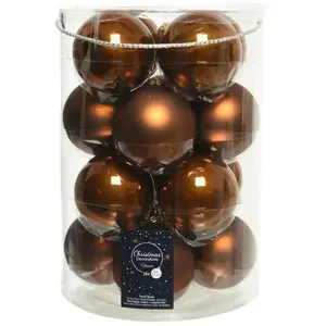 Kaemingk Boules de Noël en verre à suspendre 8 cm Cannelle. 16 sept. pas cher