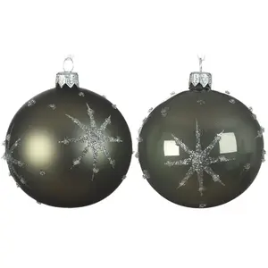 IPERBRIKO Boule de Noël assortie vert mousse avec étoile en relief ø 8 cm pas cher