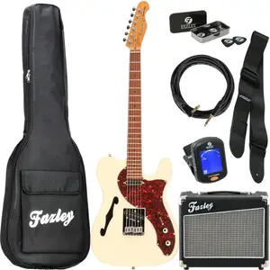Fazley Sunset Series Tortoise Olympic White pack débutant guitare élec...