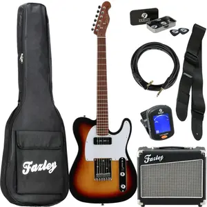 Fazley Sunset Series Tempest 90 3-Color Sunburst pack débutant guitare...