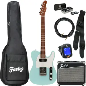 Fazley Sunset Series Tempest 90 Sky Blue pack débutant guitare électri...