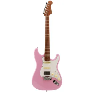 Comparateur de prix : Fazley Sunset Series Dawn HSS Shell Pink guitare électrique avec houss...