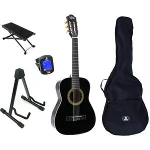 Comparateur de prix : LaPaz 002 BK guitare classique format 3/4 noire + accessoires