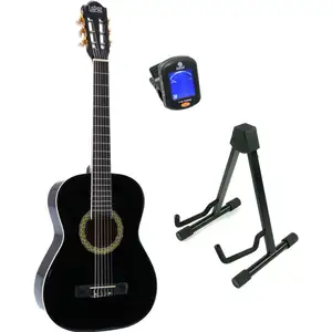 Comparateur de prix : LaPaz 002 BK guitare classique format 3/4 noire + stand + accordeur