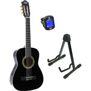 Comparateur de prix : LaPaz 002 BK guitare classique format 1/2 noire + stand + accordeur