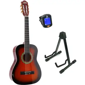 Comparateur de prix : LaPaz 002 SB guitare classique taille 1/2 Sunburst avec stand et accordeur