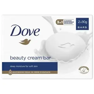Dove 2-in-1 Hand and Face Soap with 1/4 Moisturizing Cream 90g - Pack of 2 pas cher