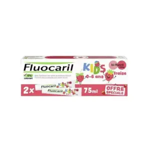 Comparateur de prix : Fluocaril Kids 3-6 ans Dentifrice Gel Fraise Lot de 2 x 75ml