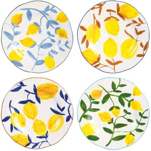 4 assiettes motifs citrons 22 cm Lemon Twig - &Klevering pas cher