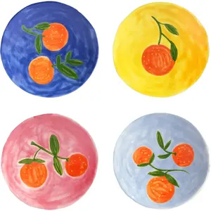 4 assiettes à motifs colorés orange 16 cm - &Klevering pas cher