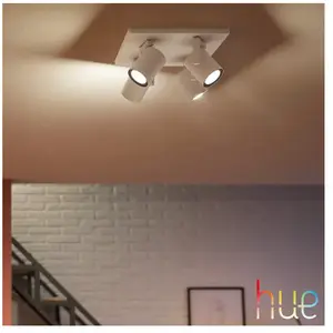 Comparateur de prix : Philips Hue Spot pour plafond LED Argenta, blanc, à 4 lampes RVB CCT