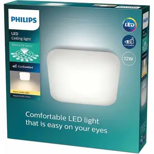 Mauve, plafonnier led 24W, carré, blanc chaud 2700K, blanc - Philips pas cher