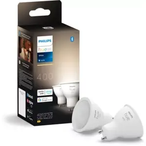 Comparateur de prix : Pack de 2 ampoules connectées Philips Hue White GU10 5,5 W Blanc