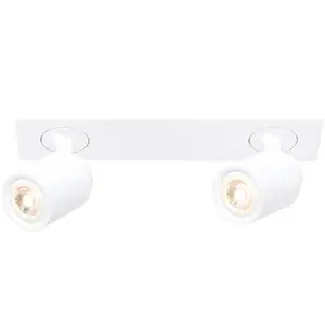 Freelight Spot pour plafond Razza, blanc, longueur 38 cm, à 2 lampes, métal pas cher