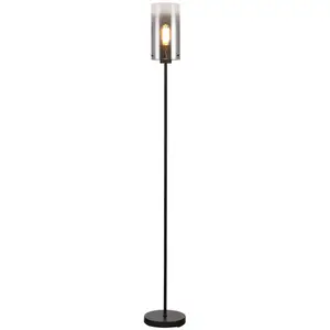 Freelight Lampadaire Ventotto, noir/fumé, hauteur 165 cm, métal/verre pas cher