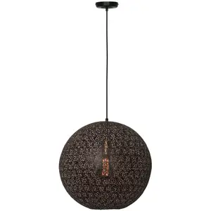 Freelight Suspension Oronero, Ø 40 cm, noir/or, métal pas cher