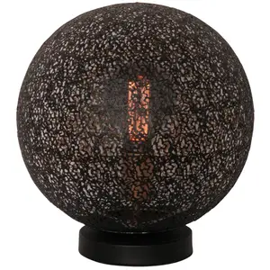 Freelight Lampe de table Oronero, Ø 30 cm, noir/doré, métal pas cher