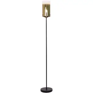 Freelight Lampadaire Ventotto, noir/or, hauteur 165 cm, métal/verre pas cher