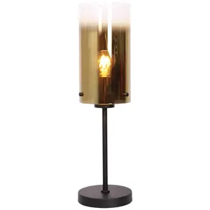 Freelight Lampe de table Ventotto, noir/or, hauteur 57 cm, métal/verre pas cher