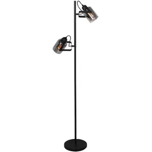 Freelight Lampe sur pied Fumoso, à 2 lampes, hauteur 143 cm, noir/gris...Vendu parluminaire