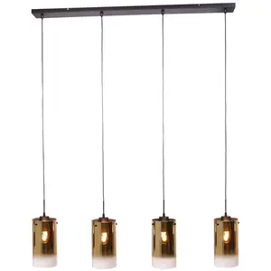 Freelight Suspension Ventotto, noir/or, longueur 125 cm, à 4 lampes.Vendu parluminaire