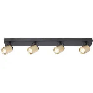 Freelight Spot pour plafond Razza, noir/or, longueur 82 cm, à 4 lampes. pas cher