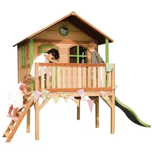 Axi sophie maison enfant avec toboggan vert clair aire de jeux pour l... pas cher