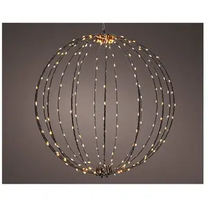 Décoration led à suspension boule, avec cadre en métal noir, ø38cm. Lumineo pas cher